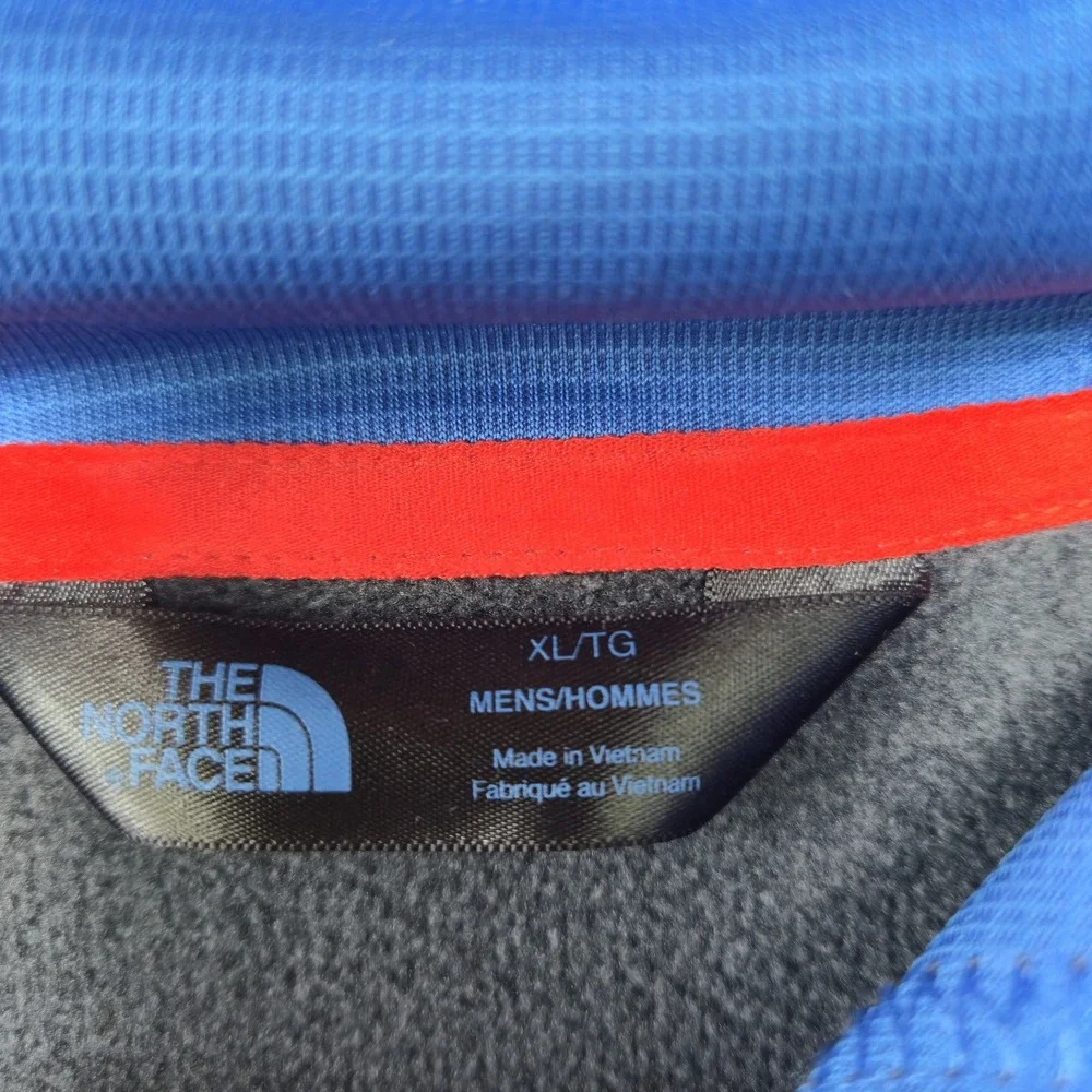 The North Face Mens XL Hoodie Gray Blue Fleece Pullover Sweatshirt Drawstring